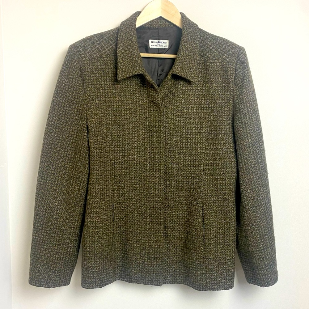 Vintage Barry Bricken Wool Blazer Brown Plaid Plus Size 16 - Picture 4 of 13